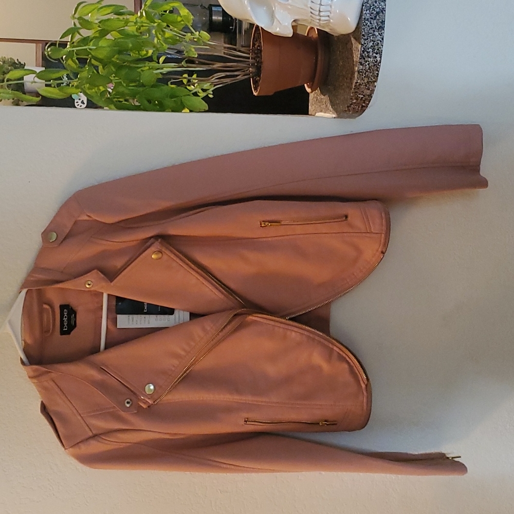 Bebe: Rose and gold moto jacket
